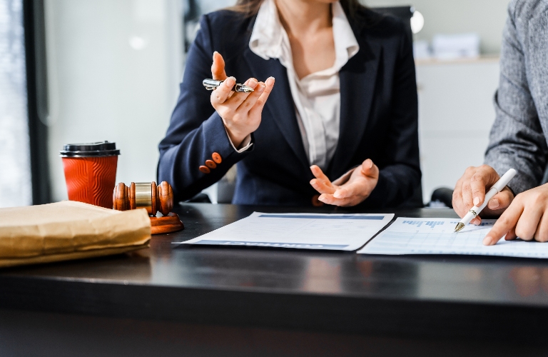 lawyer is consulting client