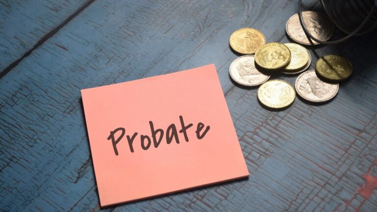 stacked coins with Probate word